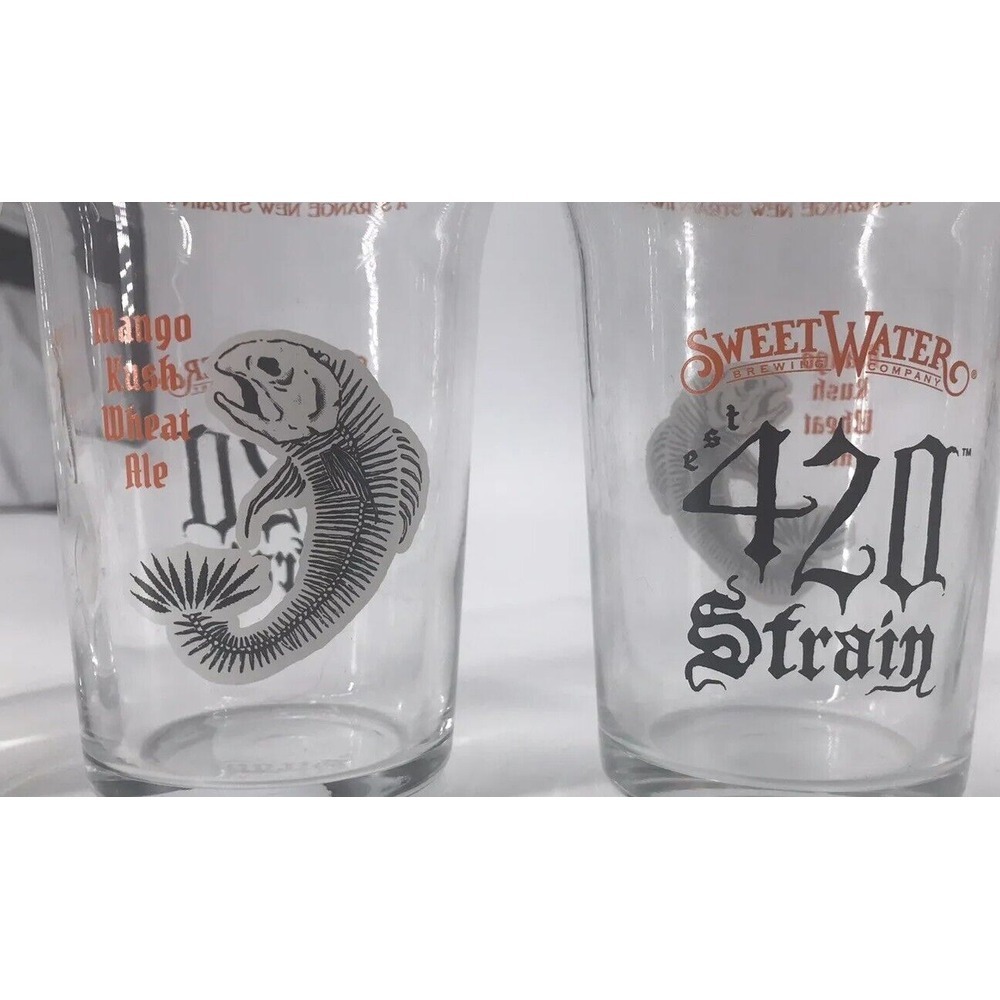 Sweet Water Brewing Company 420 Wheat Ale Pilsner Glasses  Kush 16‎ Oz Lot Of 6